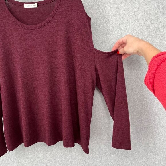 Rag and Bone Womens Slash Long Sleeve Top Size L Burgundy Port Red Cold Shoulder - Picture 3 of 10